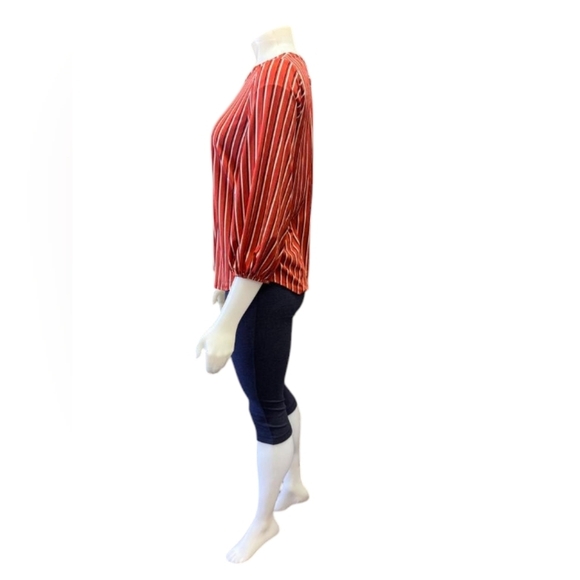 Adrianna Papell EUC Blouse 3/4 Sleeve Orange Stripped Size Small - Picture 3 of 8